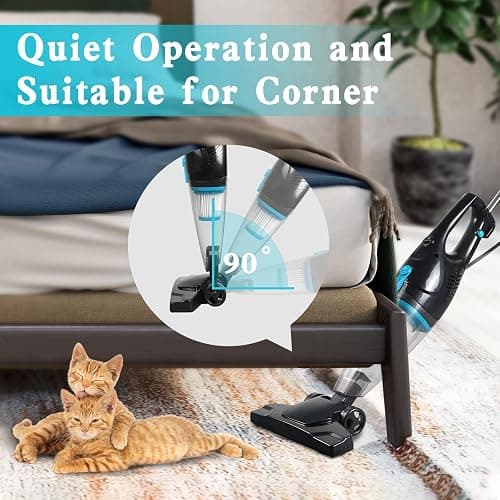 Intercleaner Corded Vacuum Cleaner, 15KPa Powerful Suction with 400W Motor, 12 in 1 Lightweight Bagless Stick Vac with Handheld, Ultra Quiet, for Hardwood Floor Carpet Car Pet Hair thumbnail 5