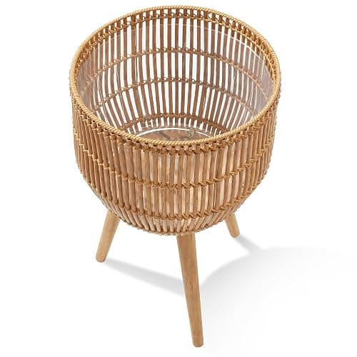 Casafield Indoor Planter with Stand, Natural Floor Planter with Wood Legs, Large Plant Pot Cover with Liner for Houseplants, Flower Pots and Trees thumbnail 4
