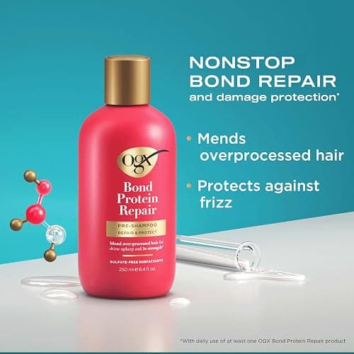OGX Repair & Protect Bond Protein Repair Pre-Shampoo, Pre-Shampoo Treatment, Formulated without Para-bens, Sulfate-Free Surfactants, 8.4 fl. oz thumbnail 2