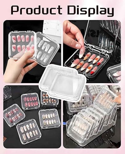 DAWZMR 18PCS Press on Nail Cases, Artificial False Nail Storage Box Container with 60 PCS Adhesive Double thumbnail 3