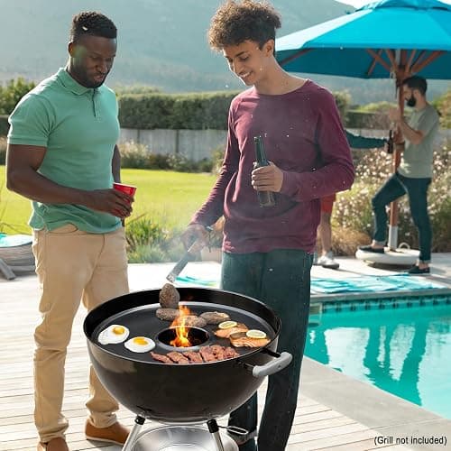 Stanbroil Round Griddle Insert for Weber 22" Kettle Charcoal Grill, Nonstick Coating Flat Top Griddle Plate, 22 Inch Kettle Grill Accesories, Black thumbnail 2