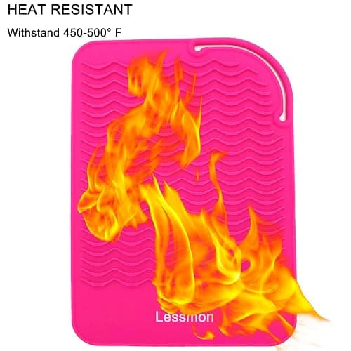 Large Heat Resistant Mat for Curling Irons, Hair Straightener, Flat Irons and Hair Styling Tools 11" x 7.5", Pink thumbnail 5