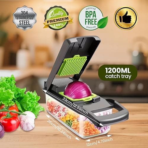 Vegetable Chopper - Vegetable Cutter 16 in 1 Mandoline Vegetable Slicer, Multifunctional Vegetable Cutter with 7 Blades, Cleaning Brush and Peeler, Veg Chopper and Dicer for Onion Garlic Potato Salad thumbnail 3