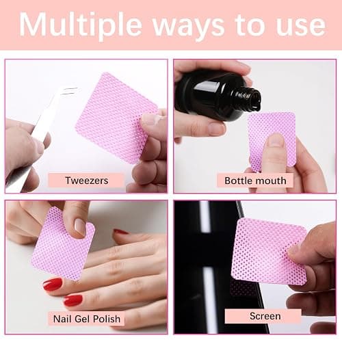 1500Pcs Lint Free Nail Wipes, Pink No Lint Nail Wipes for Gel Nails Lint Free Polish Remover Wipe Eyelash Extensions Glue Nails Cleaning Pads Supplies thumbnail 6