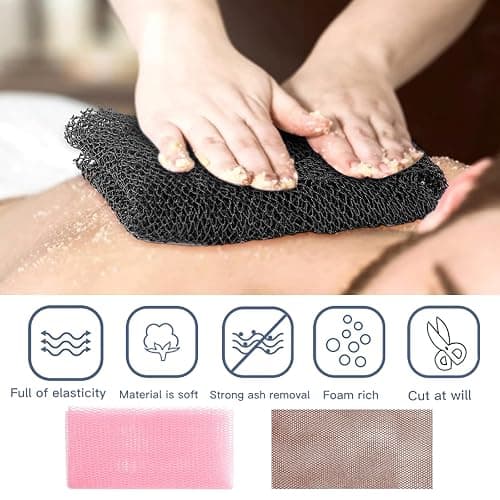 3pcs African Sponge Bath, Exfoliating Net, Beauty Skin Wash Towel African Net Cloth Nylon Back Scrubbers Shower Body Cleaning Spa Massage Bath Towel Back Scrubber thumbnail 3