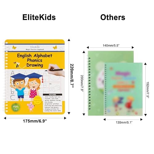 Magic Grooved Writing Practice for Kids, Preschool Learning Activities Tracing Books for Ages 3-5, 6-8, Reusable Grooved Handwriting Practice for kids 5-7,Gifts for 5 Year Old Boy and Girls(8.7×6.9in) thumbnail 2