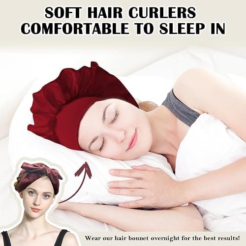 ZILAMPU Hair Curler, 70' Soft No Heat Curling Headband Wrap for Overnight Curls, Women Long Wave Curl Hair Rollers - Reddish Brown, 9 PCS Curling Rods Gifts Set thumbnail 2