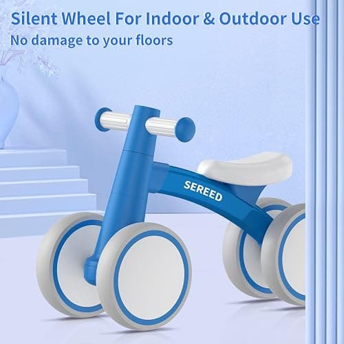 SEREED Baby Balance Bike for 1 Year Old Boys Girls 12-24 Month Toddler Balance Bike, 4 Wheels Toddler First Bike, First Birthday Gifts - Blue New thumbnail 5