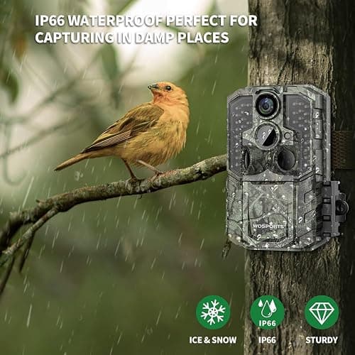 WOSPORTS Trail Camera,48MP 4K 0.2S Trigger Motion Activated,Game Camera with Night Vision IP66 Waterproof 2.0''LCD 120°Wide Trail Cam Lens for Outdoor Scouting Wildlife Monitoring Home Security thumbnail 4