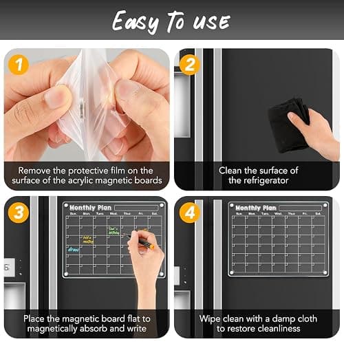 DIYMAG Magnetic Calendar for Refrigerator 3 PCS Dry Erase Whiteboard 15.2"x11.2" Magnet Fridge Monthly Weekly White Board Planning Acrylic Clear Apartment Decor Meal Planner with 6 Colors Markers thumbnail 5