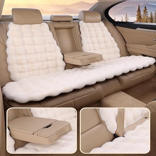 EDVKLNG Luxury Thickened Plush Car Seat Cushion Set,Soft Fluffy Protector Warm Faux Rabbit Fur Non-Slip Front and Back Seat Covers (Pink,11pcs) thumbnail 5