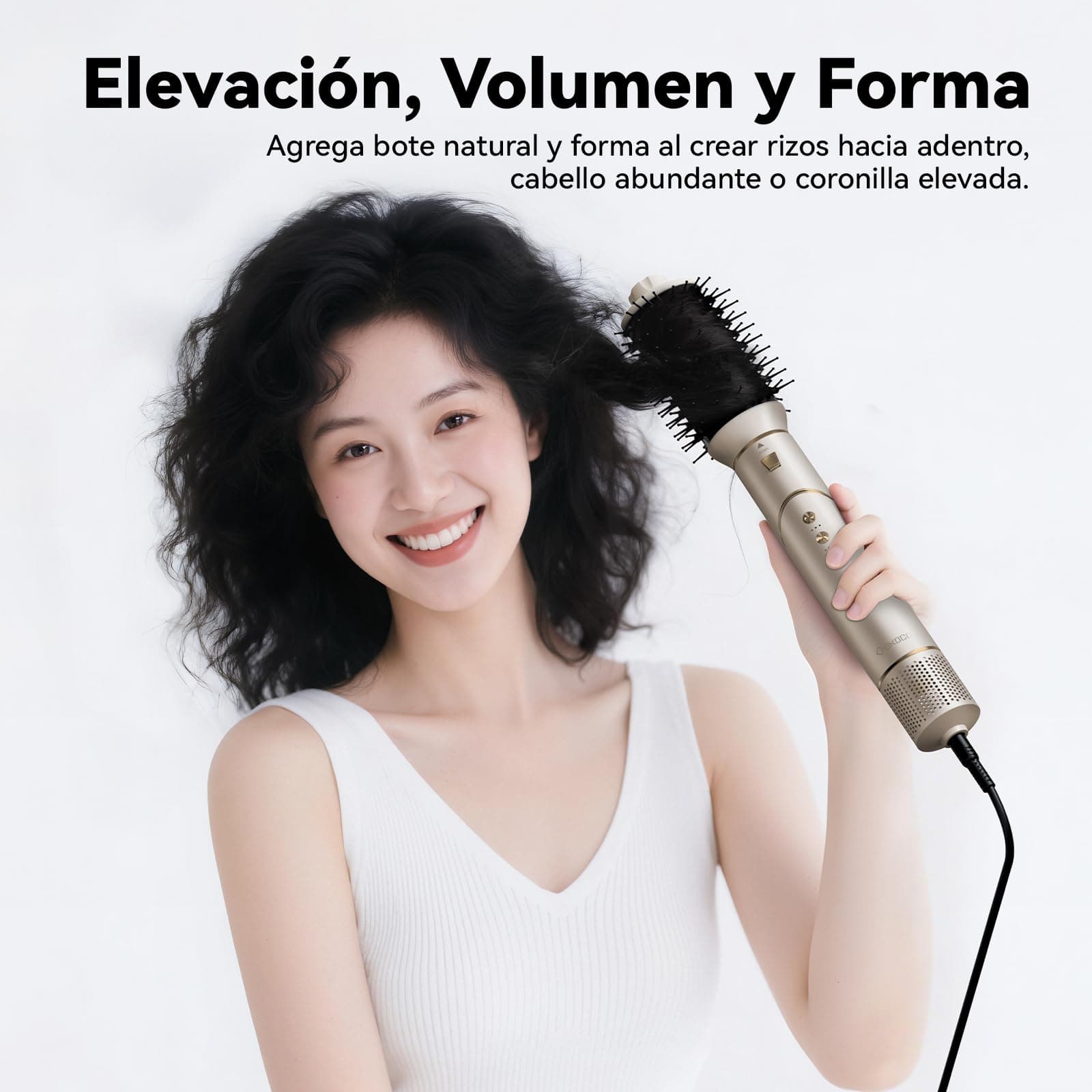 Secador de Cabello alta Velocidad 7 en 1 Kit Profesional, 120000rpm Boquillas + Cepillo + Rizador de Pelo, Tecnología Iónica Secadora de Pelo para Rizar, Voluminizar y Alisar, Oro thumbnail 6