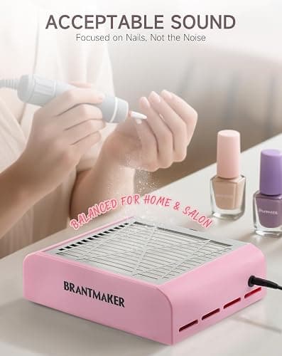 BRANTMAKER Nail Dust Collector with Brush and 2 Reusable Filters, 60W Vacuum Dust Fan for Acrylic Nails (pink) thumbnail 3