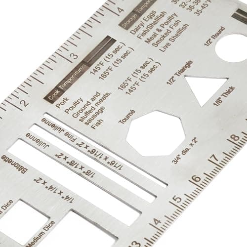 UPTTHOW Culinary Ruler Stainless Streel Mini Cutting Reference Template Cooking Measurement for Food Essential Kitchen Tool with Weight Temperature Baking Conversion Chart for Beginner and Chef (5*3") thumbnail 5