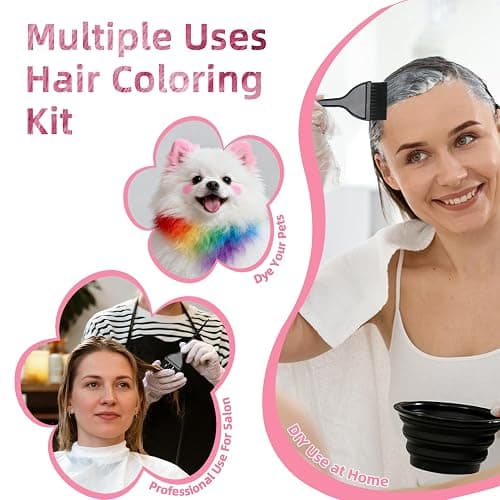 ROOHUA 8 Pcs Hair Dye Kit with Brush, Reusable Home Salon Color Hair Tools | Complete set:bowl,brush,comb,clips,disposable gloves & shower cap, easy mixing & application,for bleaching,dyeing (8, Black) thumbnail 6