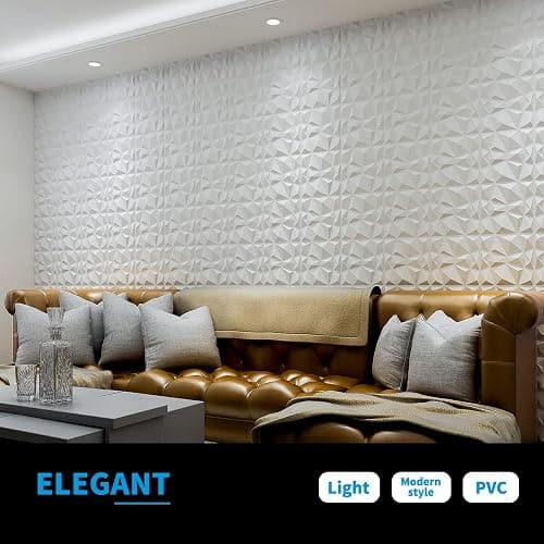 Art3d Decorative 3D Wall Panels in Diamond Design, 12"x12" Matt White (33 Pack) thumbnail 4