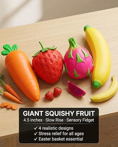 Giant Carrot/Strawberry/Dragon Fruit/Banana Squishy 5.5 Inch Stress Ball Realistic Moldable Slow Rise Sensory Fidget Toy Relaxing Basket Gift Anxiety Relief Adults Jumbo Soft Fruit(Dragon Fruit,1pc) thumbnail 2