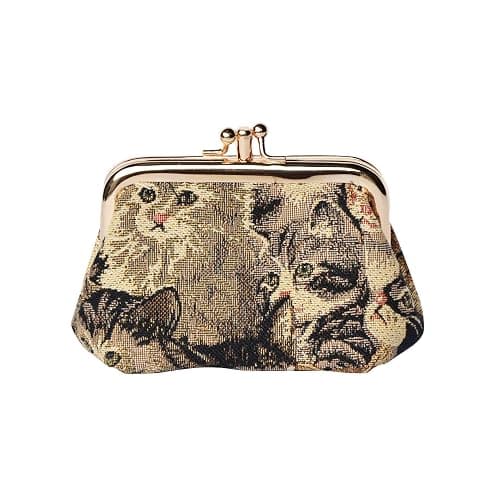 Signare Tapestry Cute Exquisite Double Pocket Kiss Lock Coin Purse for Women with Floral Design - Image 1