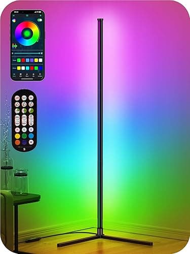RIYO LED Corner Lamp, RGB Corner Floor Lamp with APP and Remote Control, 16 Million Colors & 68+ Scene Color Changing Ambience Light with Music Sync for Living Room, Bedroom, Gaming Room - Image 1