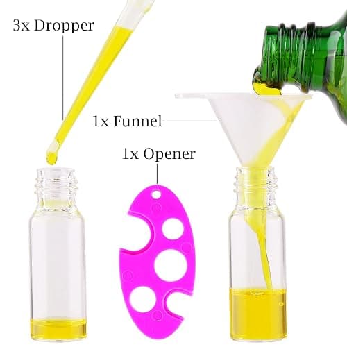 MaxMau Pack of 100,5ml Clear Glass Roll on Bottle Essential Oil Roller Bottles with Stainless Steel Roller Balls and Golden Painted Lids for Daily Aromatherapy Sample Test Travel thumbnail 4