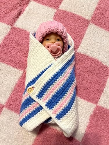 5 Pcs Baby Doll Accessories Set -Knitted Bath Towel, Diaper, hat, Suitable for 7-9 inch Dolls （No Doll） thumbnail 3