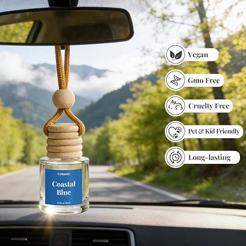 Car Air Fresheners, Colomix Coastal Blue Hanging Car Diffuser 2 Packs, Essential Oil Auto Odor Eliminator, Long Lasting Natural Scent, Car Aroma Freshener for Rearview Mirror thumbnail 3
