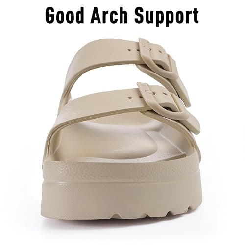 Goosecret Women's Comfortable Arch Support Walking Platform Sandals | Lightweight Chunky Slip-On Foam Slides with Adjustable Buckle, Sandals for Beach and Daily Wear thumbnail 6