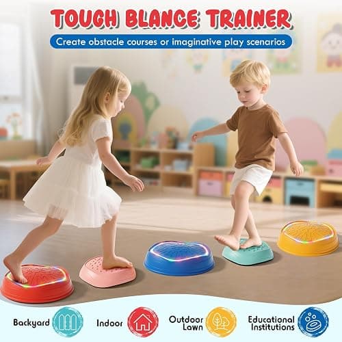 Lehoo Castle Stepping Stones for Kids, Non-Slip Toddler Stepping Stones, Indoor & Outdoor Sensory Toys for Toddlers 1-3, Balance Board Obstacle Course for Kids 3-5 thumbnail 6
