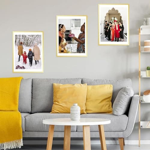 JCJMY 19.7x27.6 Puzzles Frame for 50x70 cm Puzzles Poster Photo Picture, Display 18x24 with Mat or 19.7 x 27.6 without, Wall Hanging 19.7 by 27.6 inch 1000 Pieces Puzzles Frame, Gold thumbnail 7