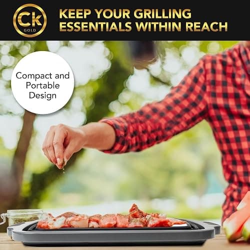 CK GOLD Collapsible BBQ Prep Tub - Includes Cutting Board, LOCKING Lid & Strong Drain Hole for Meal Prep & Marinating | BPA-Free, Food-Grade BBQ & Meat Prep Tubs, Best Grilling Gifts (Black, 8 L) thumbnail 4