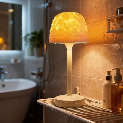Waterproof Shower Lamp Cordless, Rechargeable Shower Light with 16 Color Ocean Wave Lights Projector, Rechargeable Bathroom Lamp with Touch & Remote Control,Spa-Like Mood Light for Bathtub/Shower - Image 1
