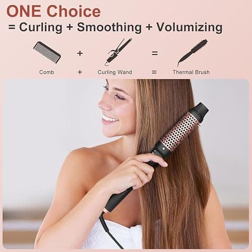 UNOBEY 5 in 1 Curling Iron Brush Set with Thermal Brush and 4 Interchangeable Ceramic Curling Wand(0.5”-1.25”), Fast Heating, Dual Voltage, Include Glove thumbnail 7