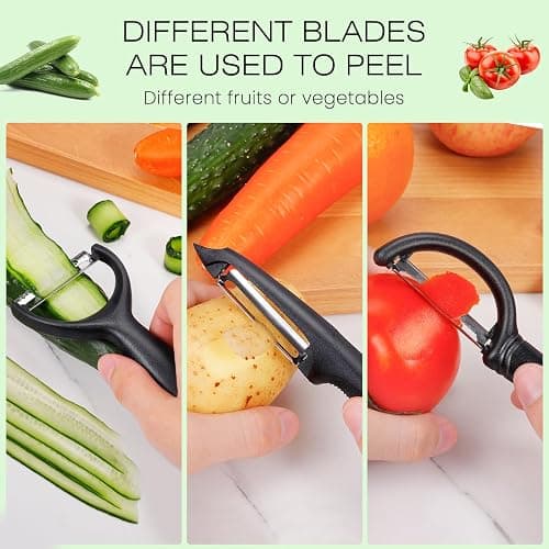 Senbowe Upgrade Potato Peeler for Kitchen, 6PCS Stainless Steel Vegetable Peeler, I and Y Veggie Food Peeler for Apple Fruit Carrot Zucchini Cucumber,Good Grip Makes Peeling Very Easy thumbnail 7