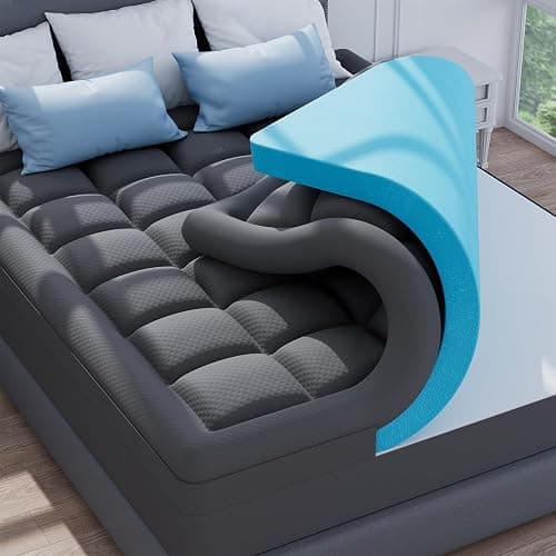 ELEMUSE 3 Inch Queen Dual Layer Memory Foam Mattress Topper with Pillowtop | 2 Inch Cooling Gel Foam,1 Inch Soft Pillowtop Pad, Pressure Relief Bed Topper, Comfortable Support - Image 1