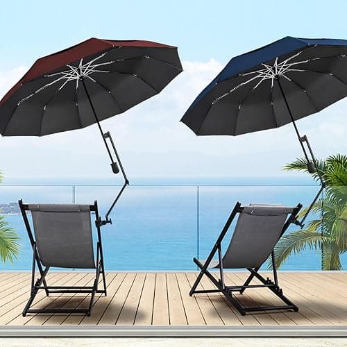 HOBVO UPF 50+ Golf Umbrella with Adjustable Universal Clamp, Portable Umbrellas for Rain, Manual Open & Close, for Beach Chair, Golf Cart, Stroller, Bleacher, Patio thumbnail 2