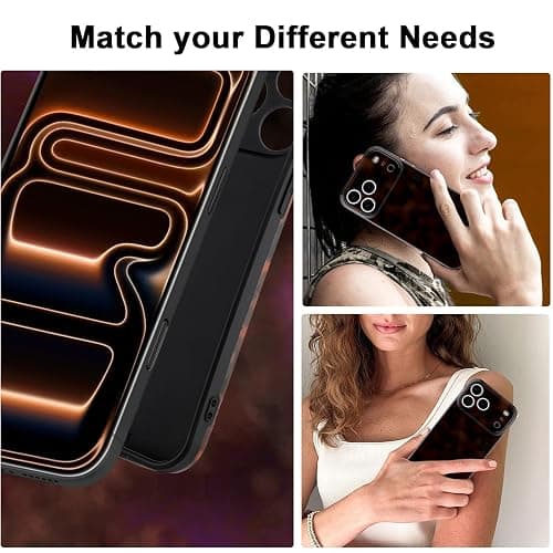 Wlxee Case for iPhone 17 Pro（6.3 inchs）, Stylish Leopard Tortoise Amber Design Slim & Shockproof Translucent Matte Brown Cover with Deep Tortoise Print thumbnail 6
