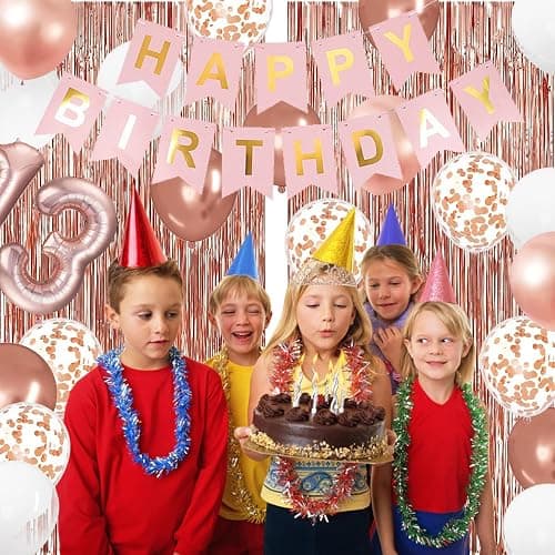 13th Birthday Decorations for Girls, Rose Gold 13th Birthday Banner, Balloon, Cake Topper, Sash and Crown, Happy 13th Birthday Party Decorations for Girls thumbnail 7