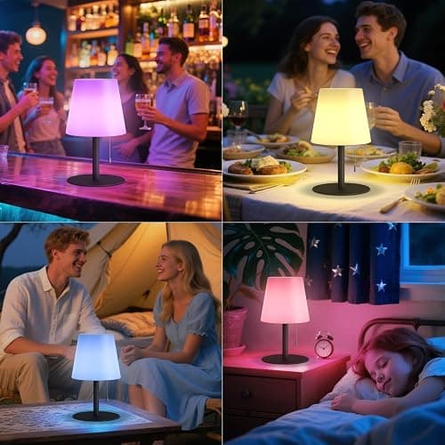 uuffoo Shower Lamp Rechargeable Cordless Light Waterproof for Bathroom Spa | Portable Battery Operated Table Lamp RGB Mood Lighting LED Night Light for Patio kitchen Camping (Black) thumbnail 8