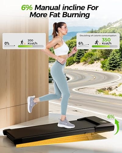SupeRun Under Desk Walking Pad with Incline, 2.5HP Quiet Treadmill for Home Office & Standing Desks, 300 LBS Capacity Portable Walking Machine with Remote thumbnail 2