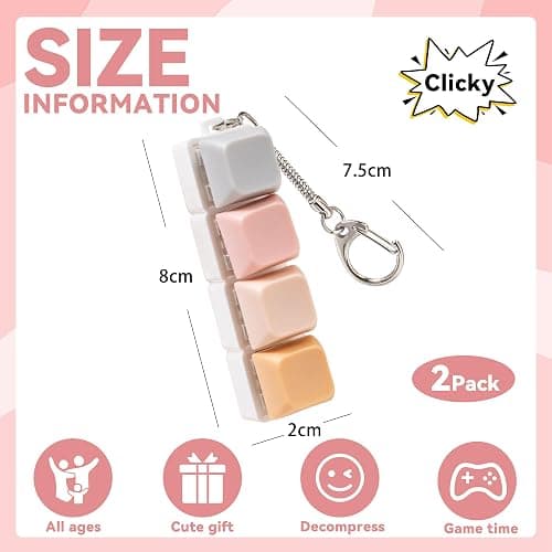 2 Pcs Creamy Keyboard Fidget Toy, Office Fidget Toys for Desk, 4 Keys Decompression Clicker Keyboard Fidget for Adults Stress Relief Pass Time thumbnail 3