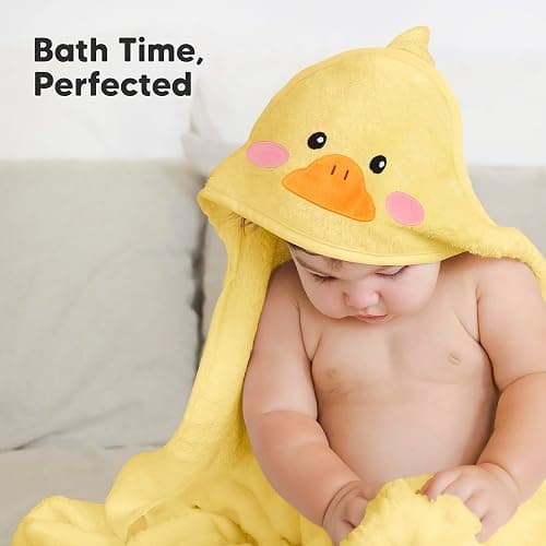 KeaBabies Hooded Baby Towel for Newborn, Baby Bath Towels (Duck, 35x35) | Viscose Derived from Bamboo, Large Baby Towels with Hood, Boys, Girls, Toddler, Soft Absorbent Baby Bath Essentials thumbnail 9