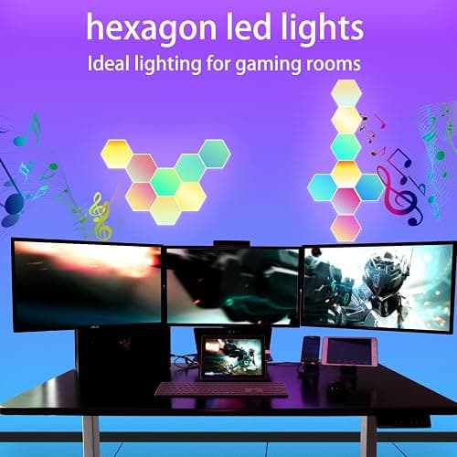 YEYIZU 8 Pack Hexagon Lights for Wall LED, Hexagon LED Lights That Sync with Music, APP & Remote Controls Hex Lights, RGB LED Wall Panels for TV, Bedroom, Living Room, Game Room Decor (Multicolor) - Multicolor8 thumbnail 4