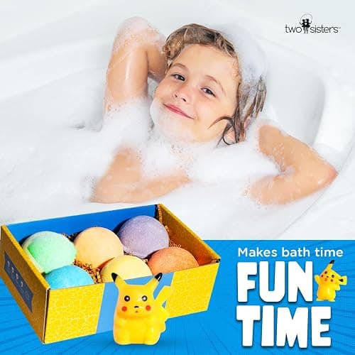 Poke Monster Bath Bombs for Kids with Surprise Toys Inside (6 Pack) - Large Bubble Bath Bomb for Boys, Girls, Toddlers - Fruity Scents, Made in USA, Skin-Safe - Birthday Gift by Two Sisters thumbnail 6