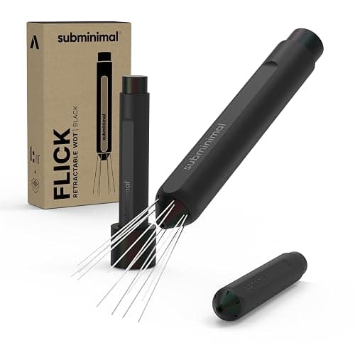 Subminimal Flick WDT Tool| Pen Design Weiss Distribution Technique Espresso Making Tool, Fine Needles, Spring-Loaded Auto Hide Needles, Safe, Easy to Use, 2X Stands in The Box - Black - Image 1