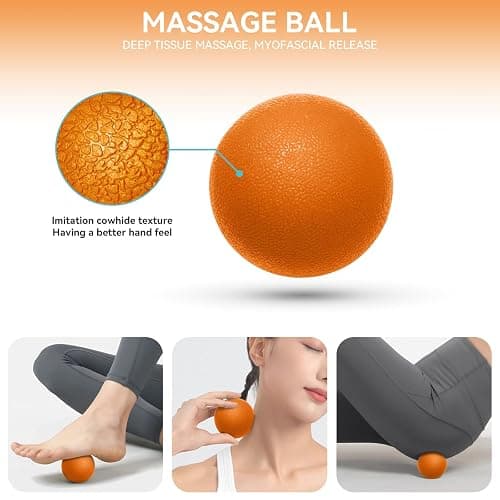 Krightlink 5 in 1 Foam Roller Set Trigger Point Exercise Foam Roller | Deep Tissue Muscle Massage Fitness Foam Roller, Massage Roller, Massage Ball, Stretching Strap, for Whole Body Orange thumbnail 4