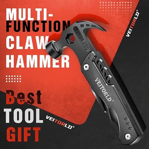 VEITORLD Christmas Stocking Stuffers, Gifts for Men Dad, Anniversary Birthday Gifts Idea for Him Husband Boyfriend, All in One Tools Hammer Multitool, Camping Hunting Hiking Xmas Presents, Cool Gadget thumbnail 2