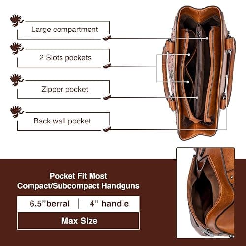 LAVAWA Tote Bag for Women Large Western Purse Ladies Top Handle Shoulder Handbags Vintage Embossed Concho Studs thumbnail 2