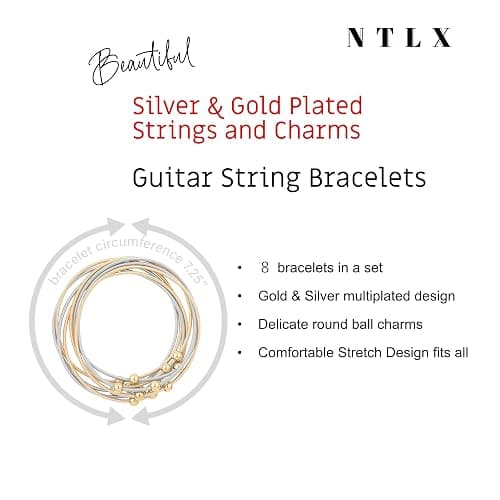 NTLX Guitar String Bracelet – Multi Strand Stackable Stretch Bracelets for Women – Bohemian Boho Bracelets – Music Lovers Fashion - Multi Color Strand Statement Bangles thumbnail 2