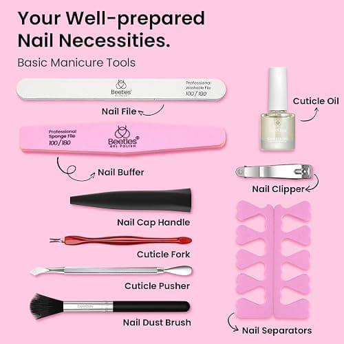 Beetles Gel Nail Polish Kit with 48W light 18 Pcs Gel Starter Kit,6 colors Nude Pink French White Glitter Gel Polish Soak Off Base Top Coat Gel Art Manicure Kit thumbnail 5
