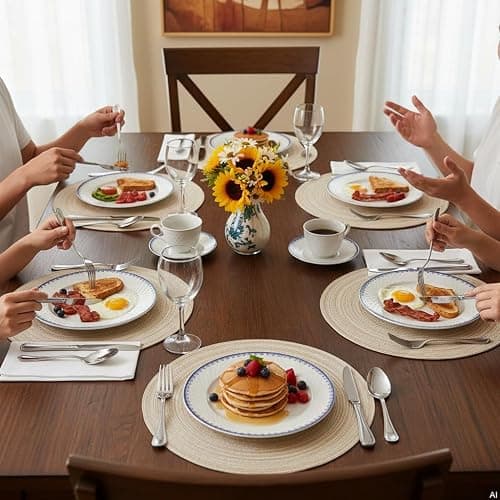 SHACOS Round Braided Placemats Set of 4 Washable Place Mats for Dining Tables 15 inch Non Slip Kitchen Table Mats (Beige, 4) thumbnail 8